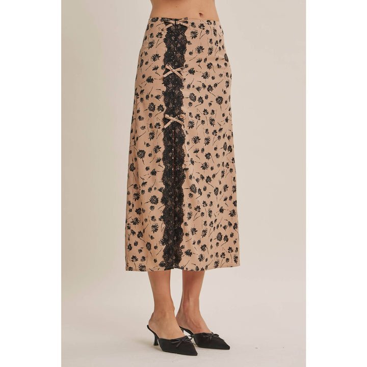 Midnight in Paris Floral Lace Midi Skirt