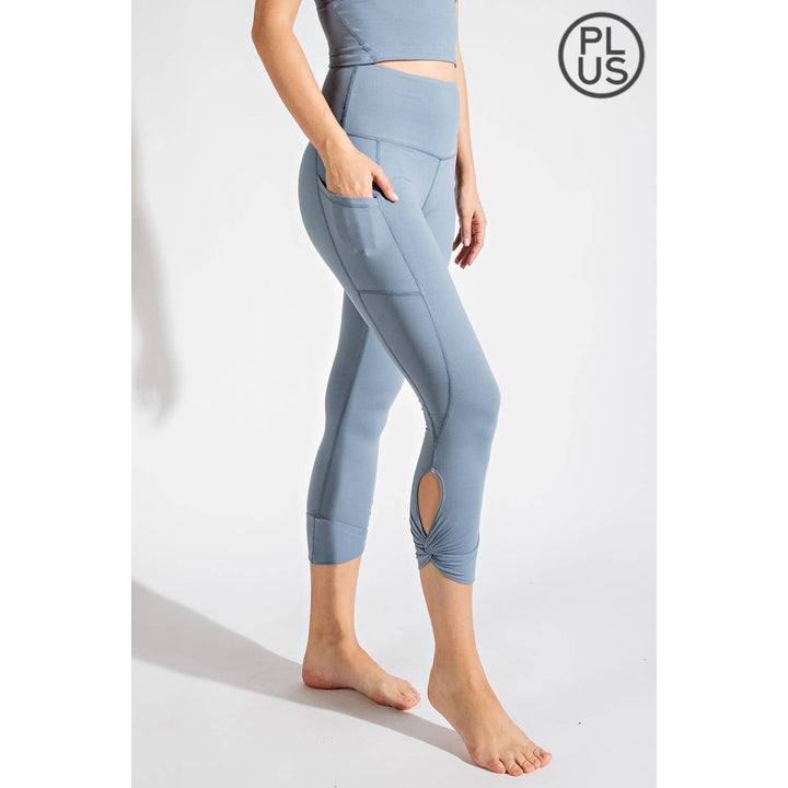 RAE MODE PLUS SIZE CAPRI KEYHOLE YOGA LEGGINGS - DESERT SUN