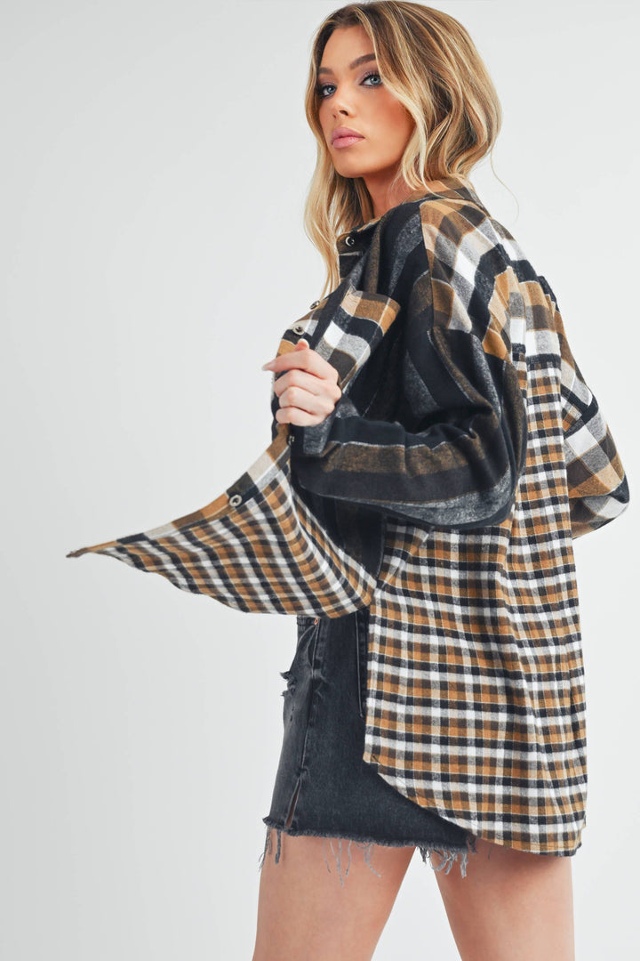 Lena Plaid Flannel Shirt - Brown/Black