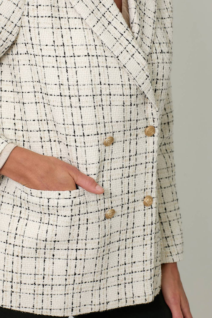 The Luxe Life Double Breasted Tweed Blazer