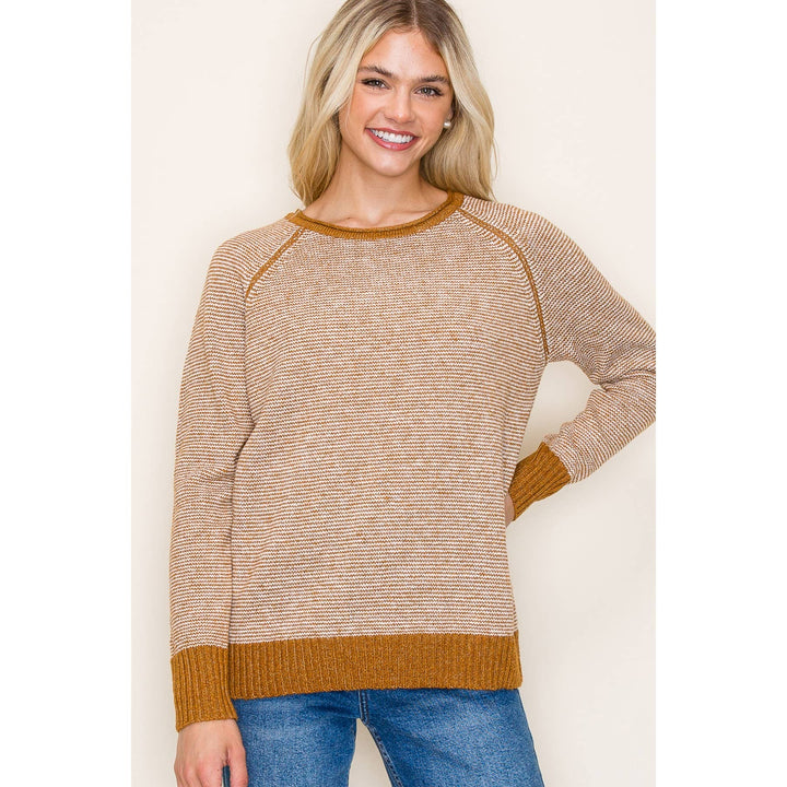 Pinstriped Raglan Sweater in Ginger