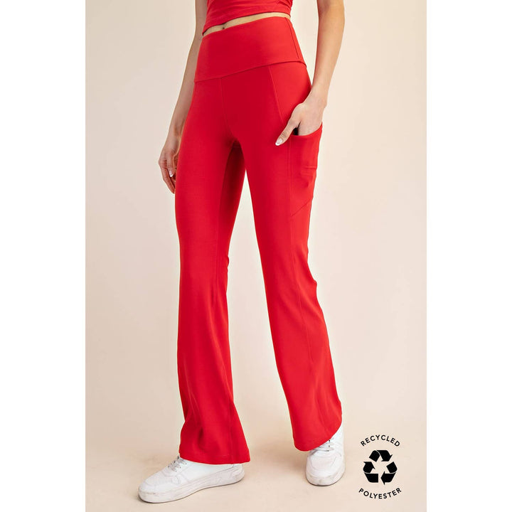 RAE MODE RECYCLED BUTTER FLARED LEGGINGS - TRUE RED