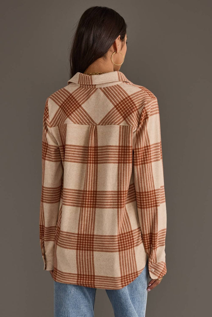 Plaid Weekend Button Up - Rust/Cream