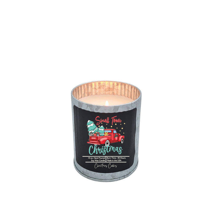 Small Town Christmas Candle - Rustic Tin Holiday Candles