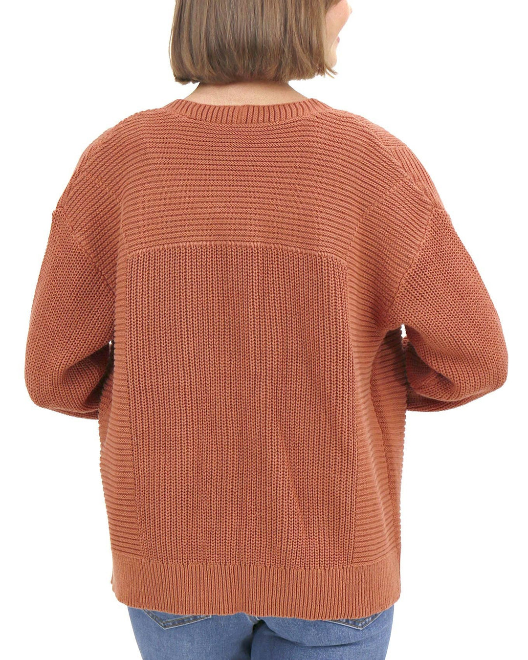 Slouchy Knit Pocket Cardigan In Baked Pumpkin