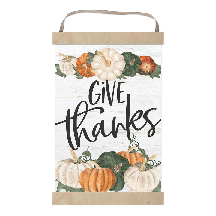 Give Thanks Pumpkin Banner Sign Fall Decor