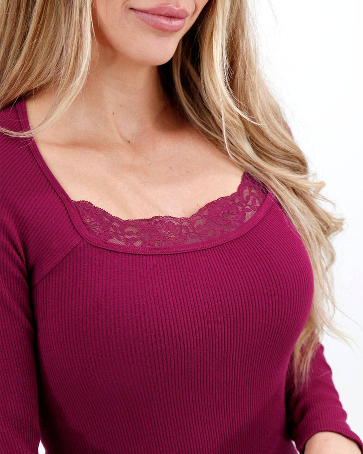 Grace and Lace Perfect Fit Lace Ribbed Top