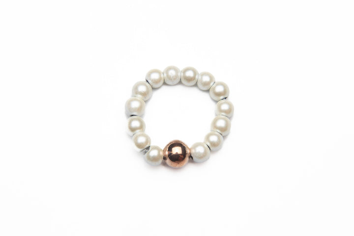 White & Copper Ball Magnetrim Ring