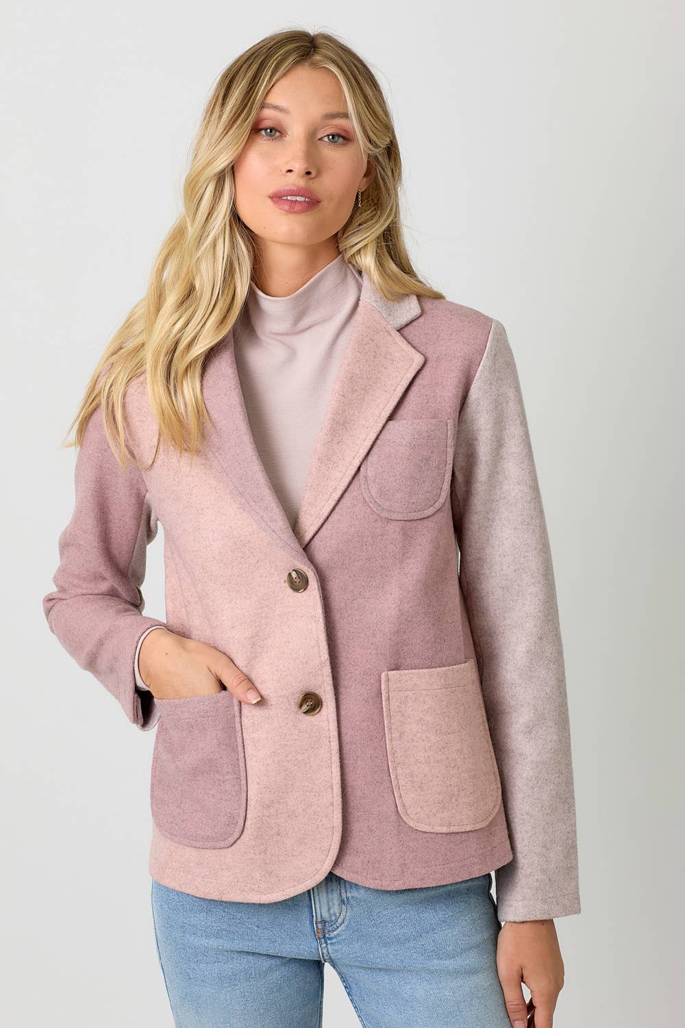 Blush Hour Colorblock Blazer - Winter Rose
