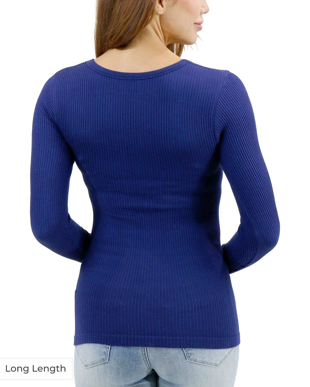 Grace and Lace Long Length Scoop Neck Long Sleeve Brami in Indigo