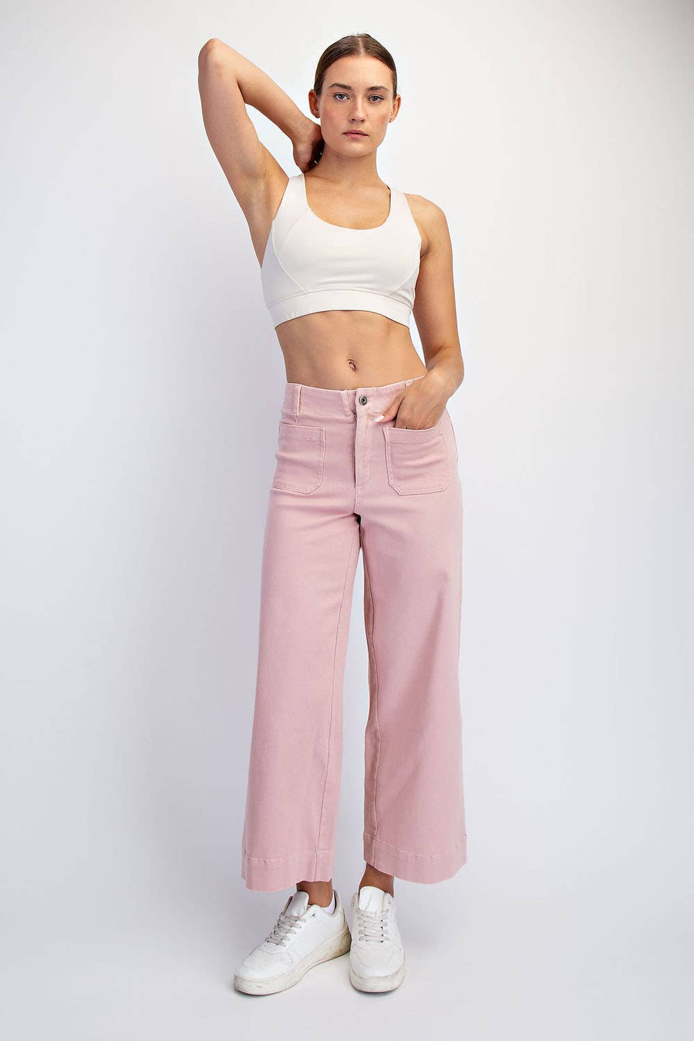 RAE MODE HEAVY COTTON TWILL CROPPED WIDE PANTS - TAUPE