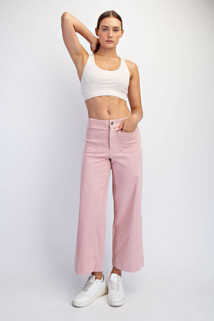 RAE MODE HEAVY COTTON TWILL CROPPED WIDE PANTS - TAUPE