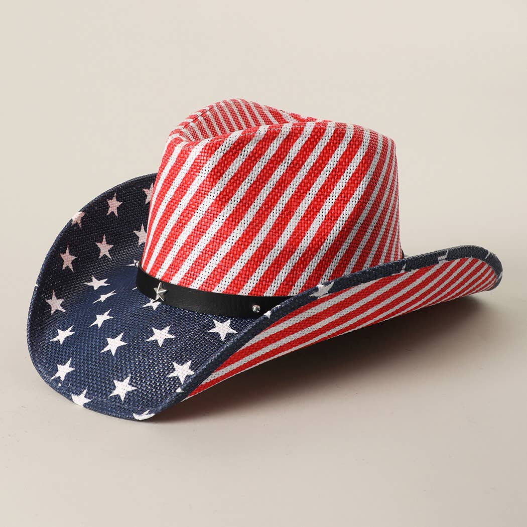 Stars & Stripes Straw Cowboy Hat