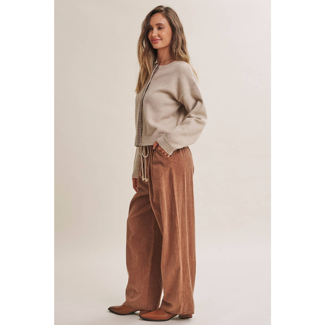 Easy Does It Mineral Wash Wide-Leg Pants - Vintage Camel