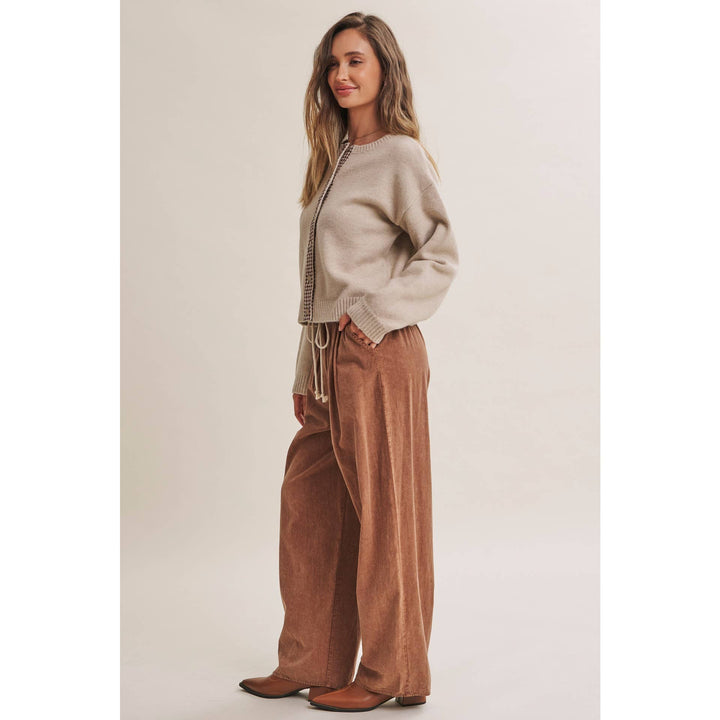 Easy Does It Mineral Wash Wide-Leg Pants - Vintage Camel