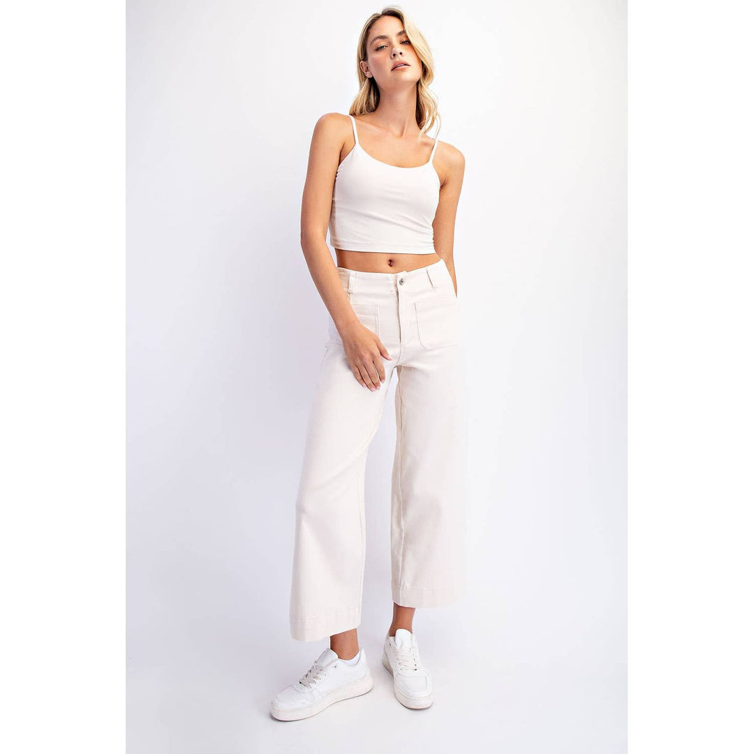RAE MODE HEAVY COTTON TWILL CROPPED WIDE PANTS - TAUPE