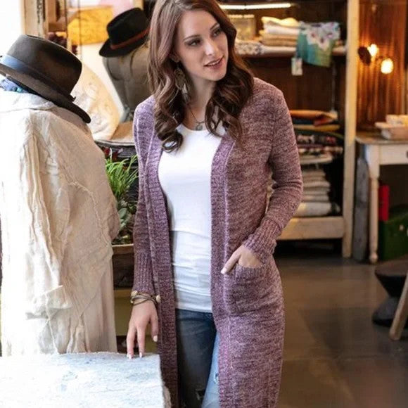 Grace and Lace Lush Bambü™ Duster Cardigan - Heather Wine