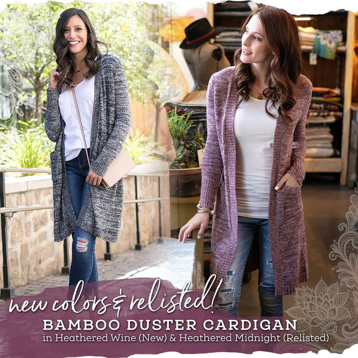 Grace and Lace Lush Bambü™ Duster Cardigan - Heather Wine