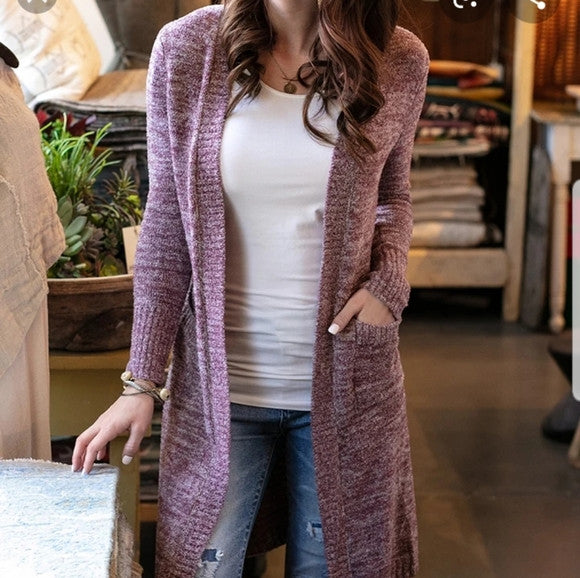 Grace and Lace Lush Bambü™ Duster Cardigan - Heather Wine