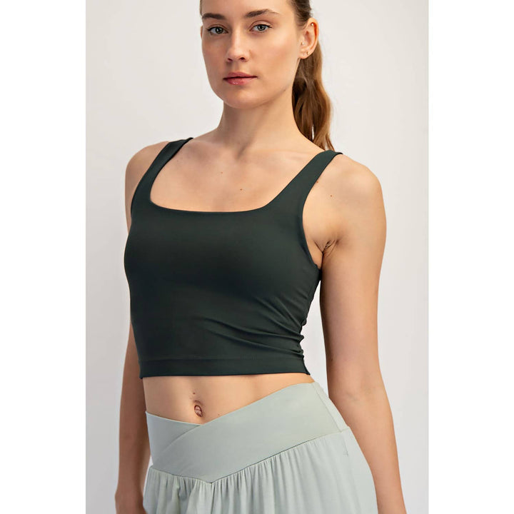 RAE MODE NYLON BUTTER SQUARE NECK CROPPED TANK - 2 colors!