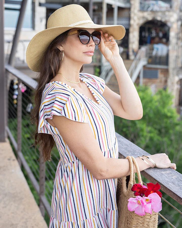 Grace and Lace- Beach Terry Dress in Multi Stripe