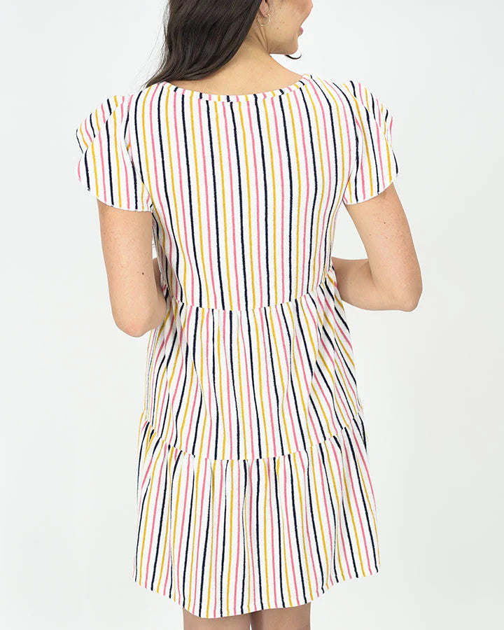 Grace and Lace- Beach Terry Dress in Multi Stripe