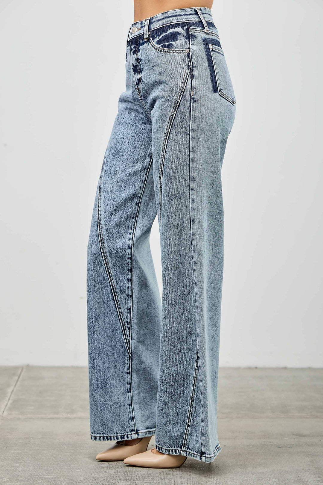 High Rise Relaxed Straight Jean with Seam Detail