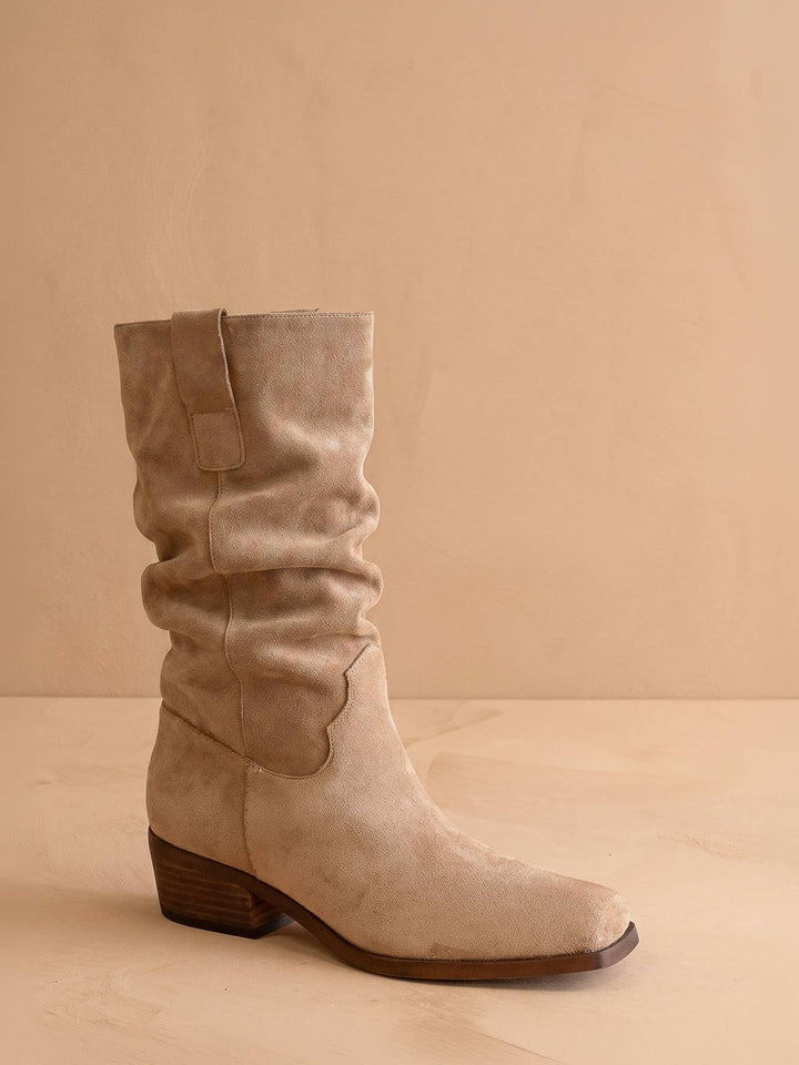 The Harrison | Almond Premium Faux Leather Slouch Fall Boot