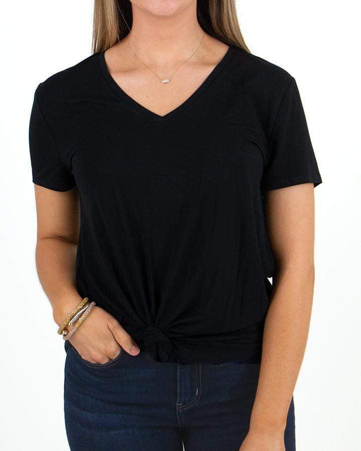 Grace and Lace- Perfect V-Neck Tee in Black