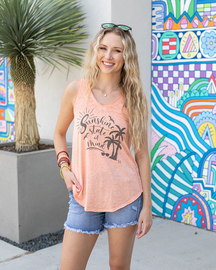 Grace and Lace- Burnout Graphic Tank - Sunshine