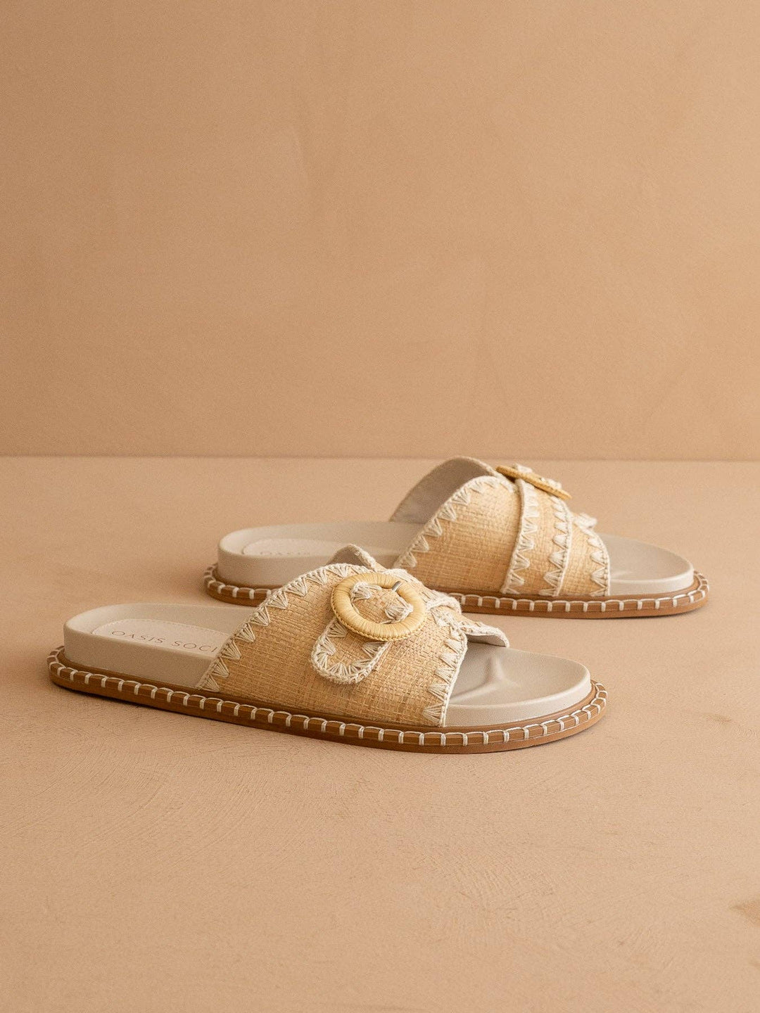 The Sunnie | Natural Raffia Buckle Slide