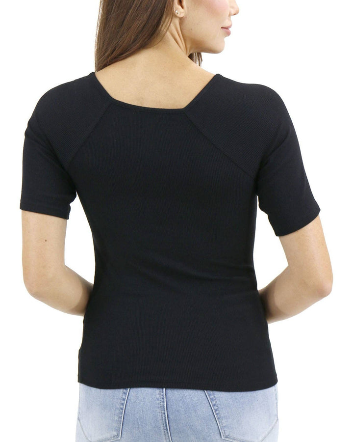 Sweetheart Short Sleeve Top In Black