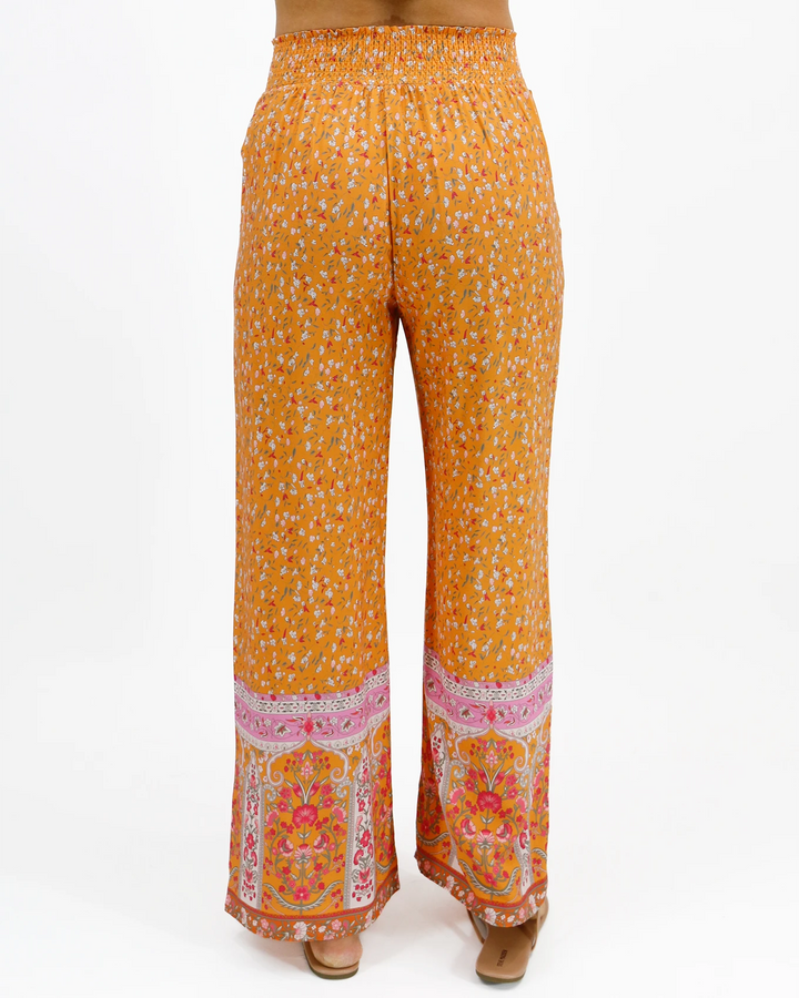 Grace and Lace Floral Print Wide Leg Pants in Mustard