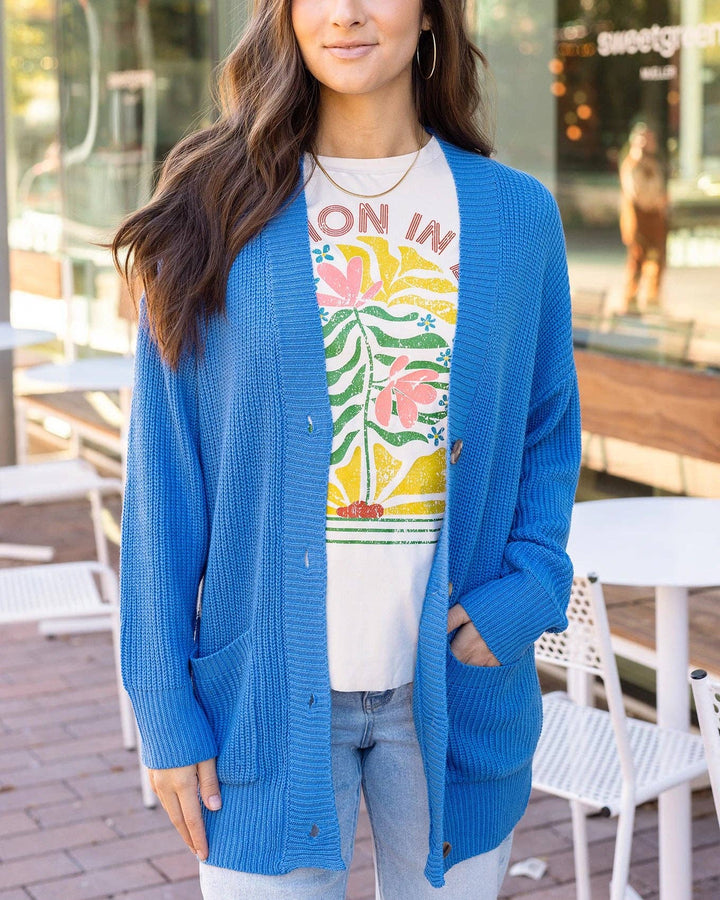 Oversized Comfy Knit Cardigan in Blue