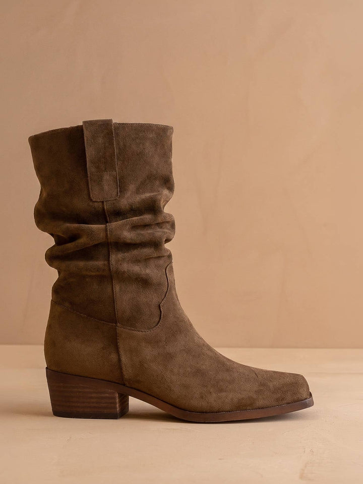 The Harrison | Brown Premium Faux Leather Slouch Fall Boot