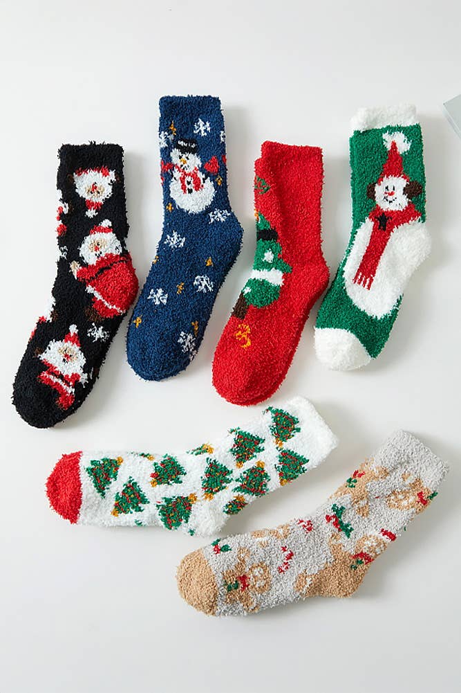 Assorted Christmas Fuzzy Winter Socks