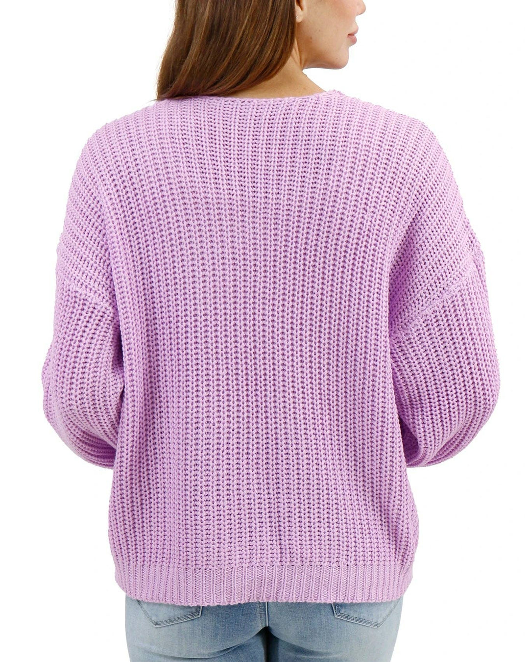 Grace and Lace Boyfriend Slouchy Knit Sweater in Orchid