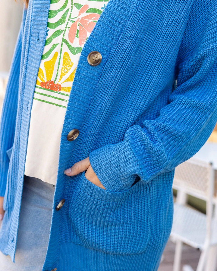 Oversized Comfy Knit Cardigan in Blue