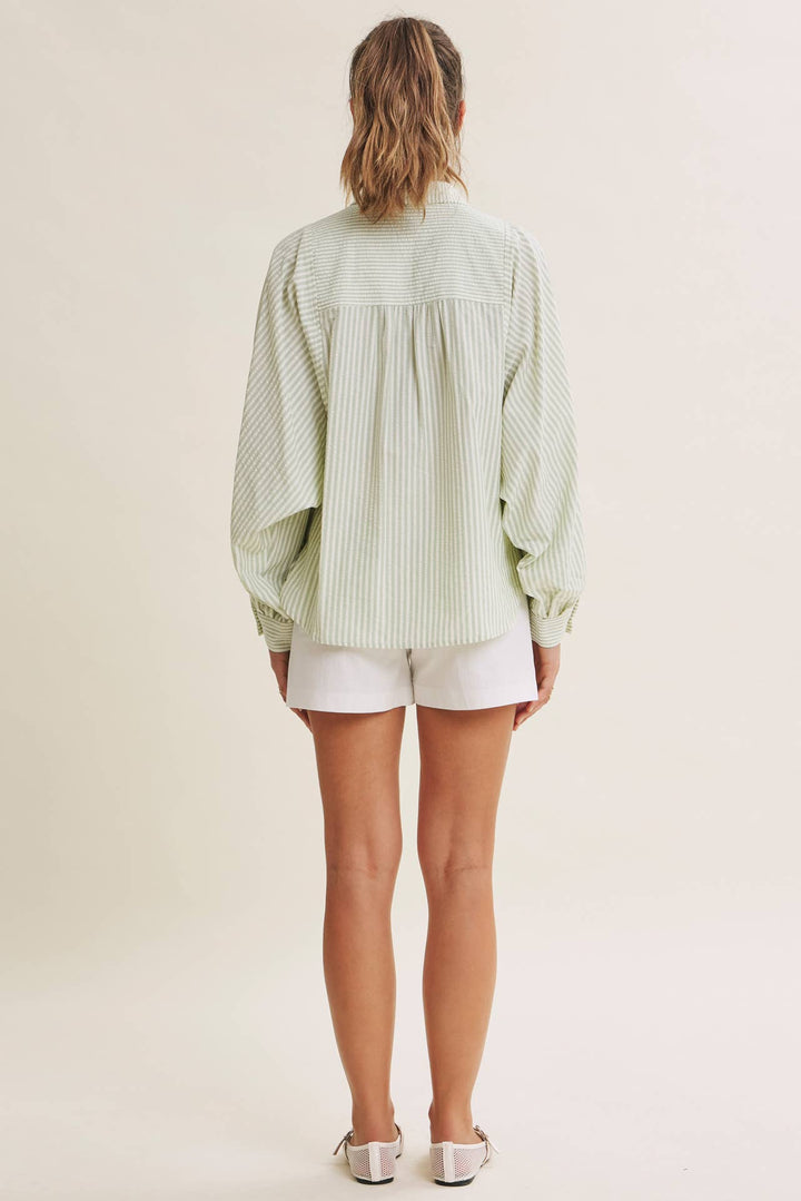 Between the Lines Button-Up - Brick Red