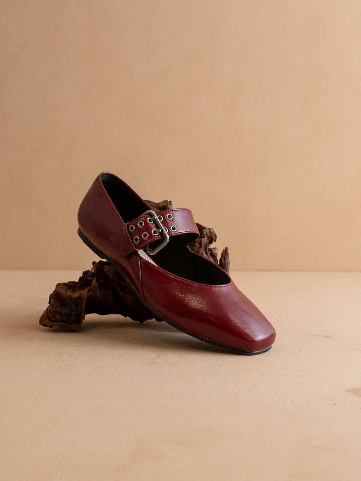 The Soho | Wine Ballet Flat with Buckle
