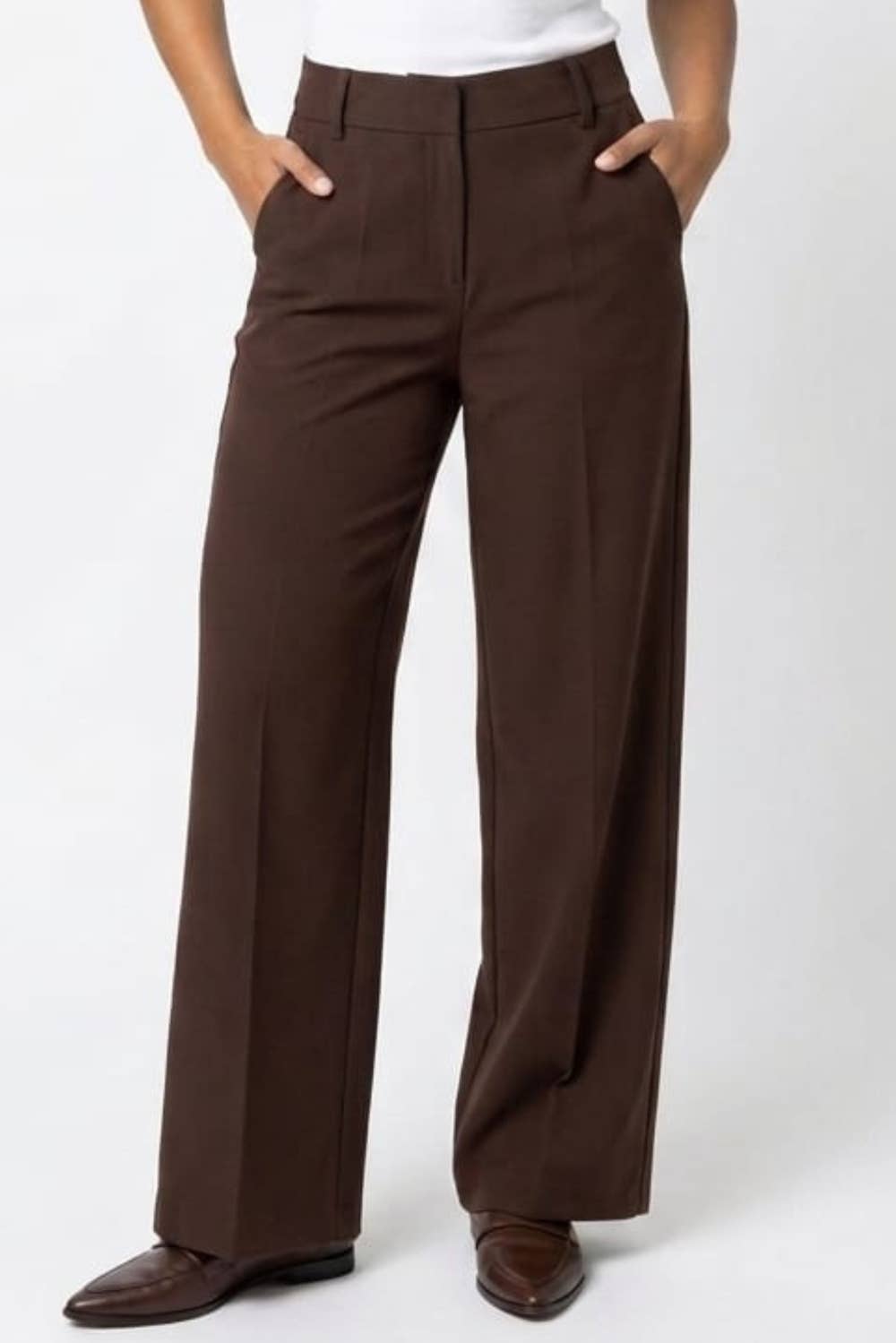 Zac & Rachel Wide Leg Belted Pants - Chocolate