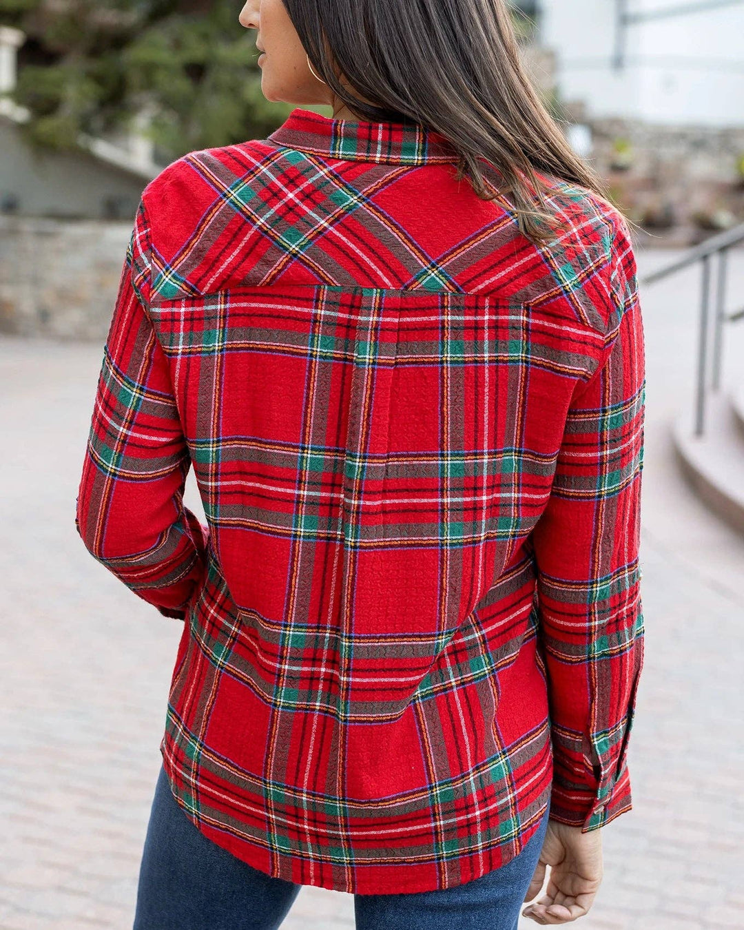 Favorite Button Up Top in Christmas Plaid