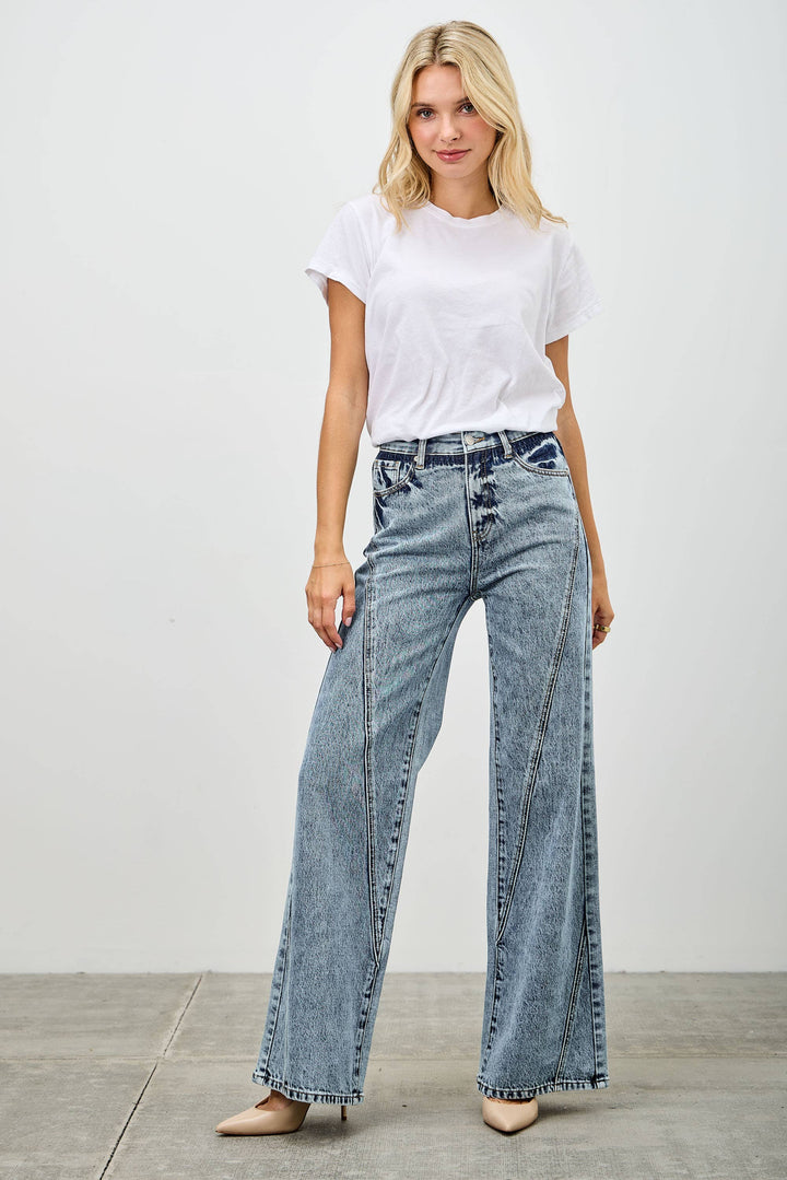 High Rise Relaxed Straight Jean with Seam Detail