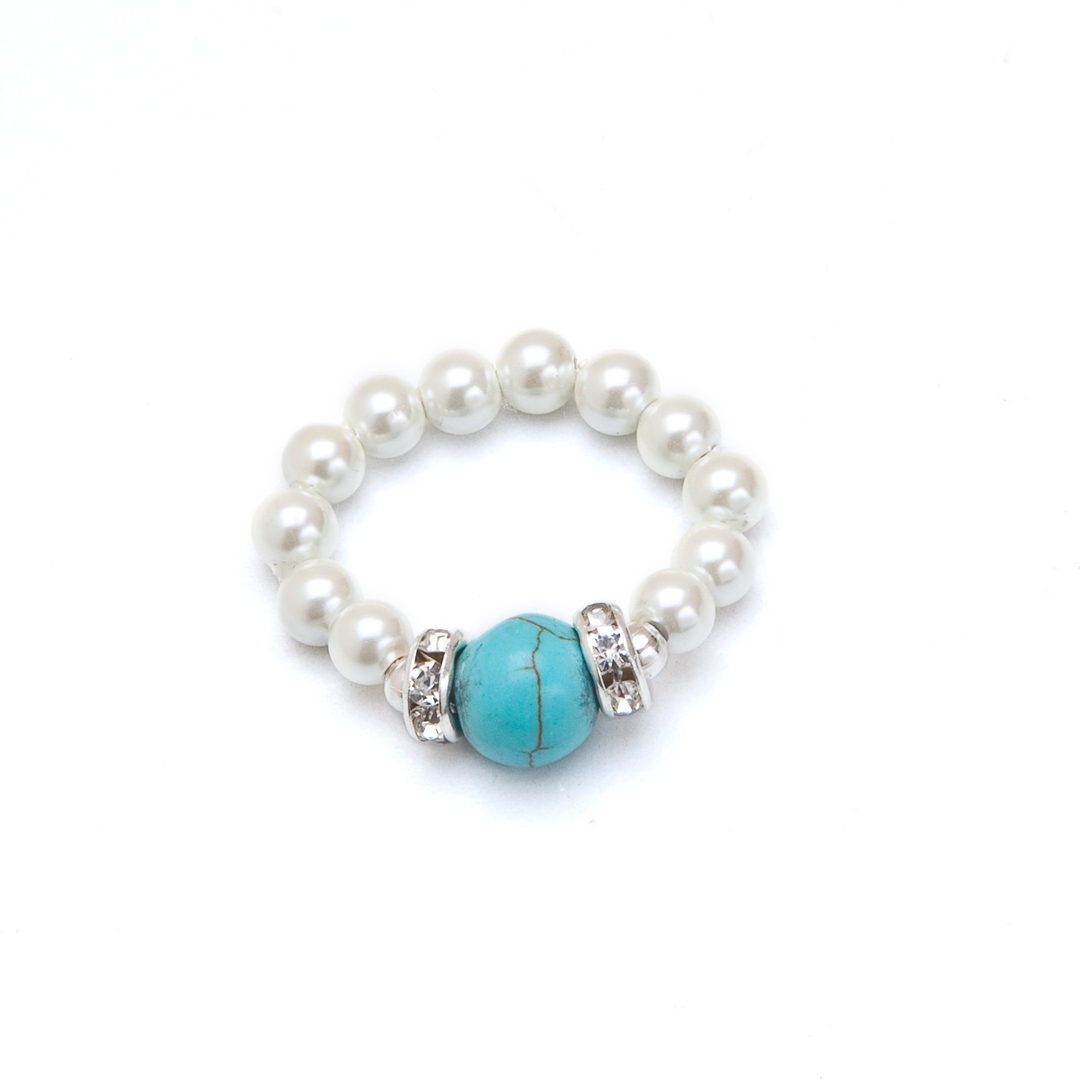 Turquoise and White Magnetic Ring