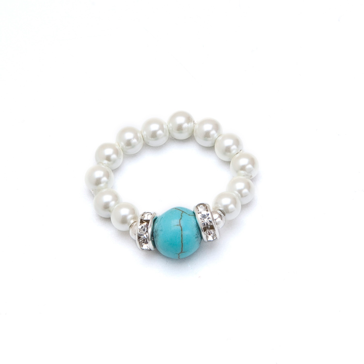 Turquoise and White Magnetic Ring