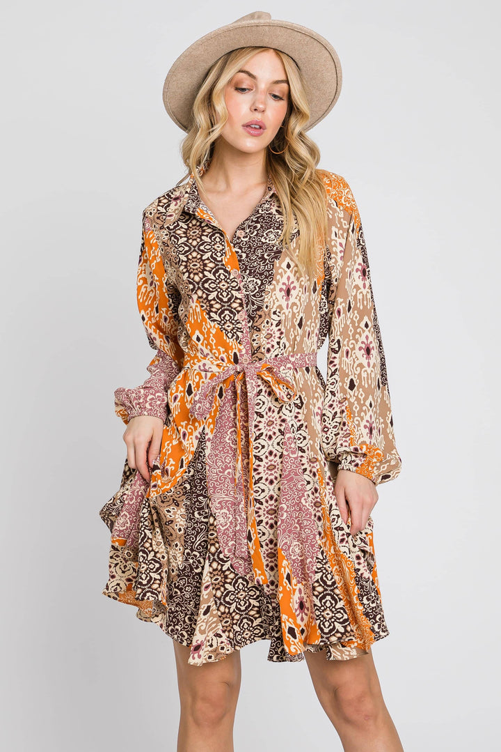 Festival Fields Button Down Flare Dress
