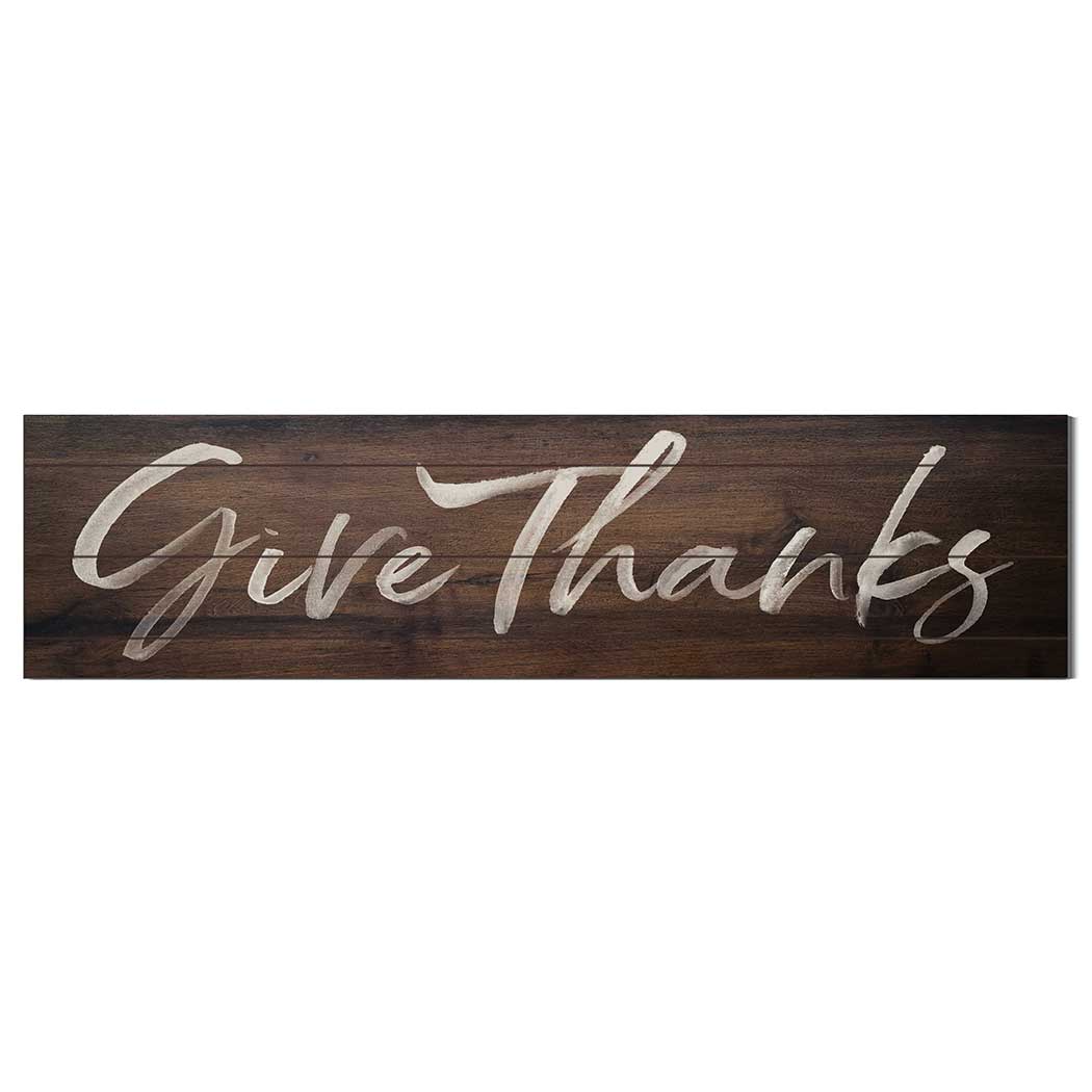 40x10 Give Thanks Walnut Slatted Sign Fall Decor