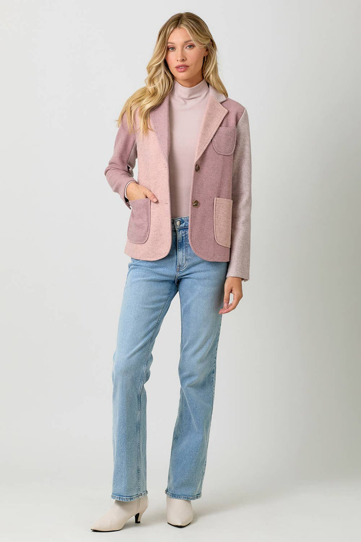 Blush Hour Colorblock Blazer - Winter Rose