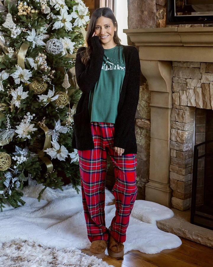 Flannel Christmas Pajama Pants in Red Plaid