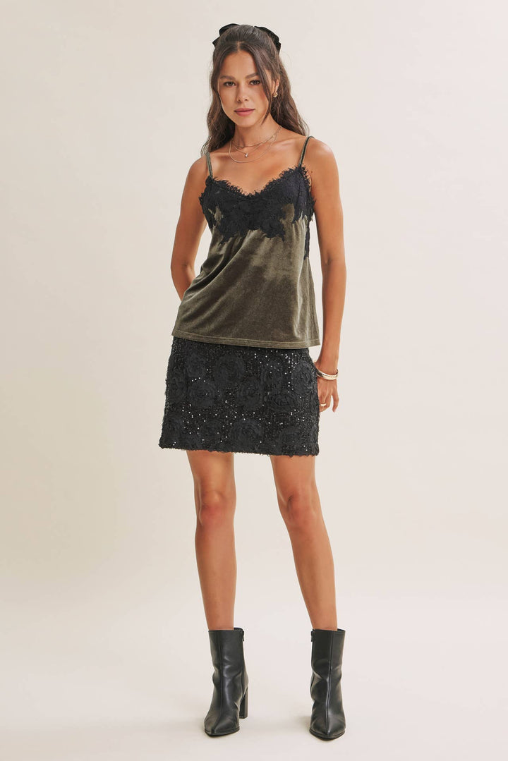 Velvet & Whispers Lace Cami - Champagne